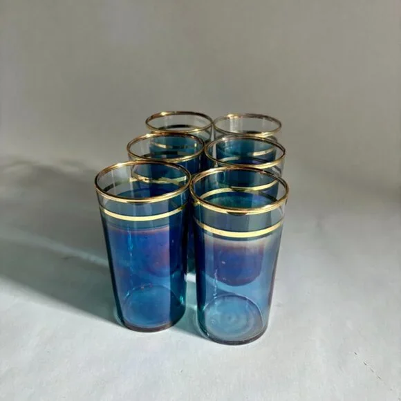 Vintage Iridescent Macbeth Evans Corning Upright Ball Pitcher & Glasses Set - Picture 2 of 14